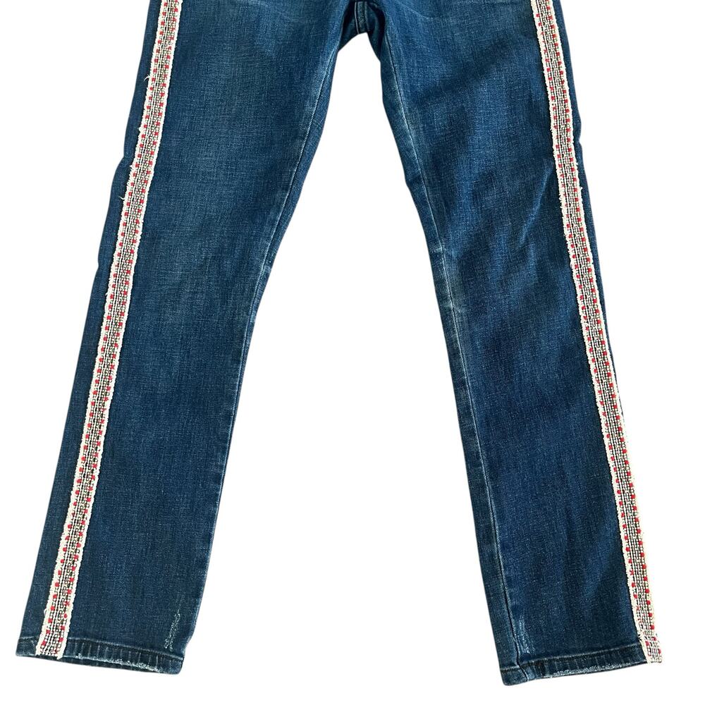 Pilcro Slim Boyfriend Crop Jeans Size 26 Embroidered Side Stripe Anthropologie - Picture 4 of 14